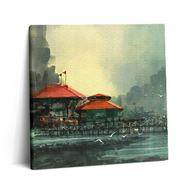 Tablou pe pânză canvas 60x60 Sat de pescari