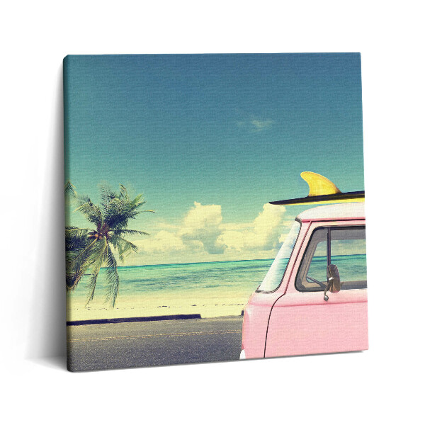 Tablou pe pânză canvas 60x60 Mașină cu placă de surf