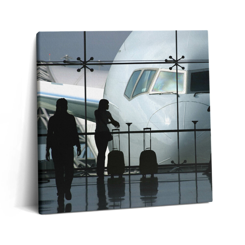 Tablou pe pânză canvas 60x60 Pasagerii care așteaptă un avion