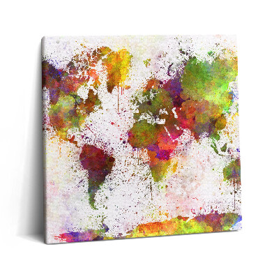 Tablou pe pânză canvas 60x60 Hartă a lumii în acuarelă