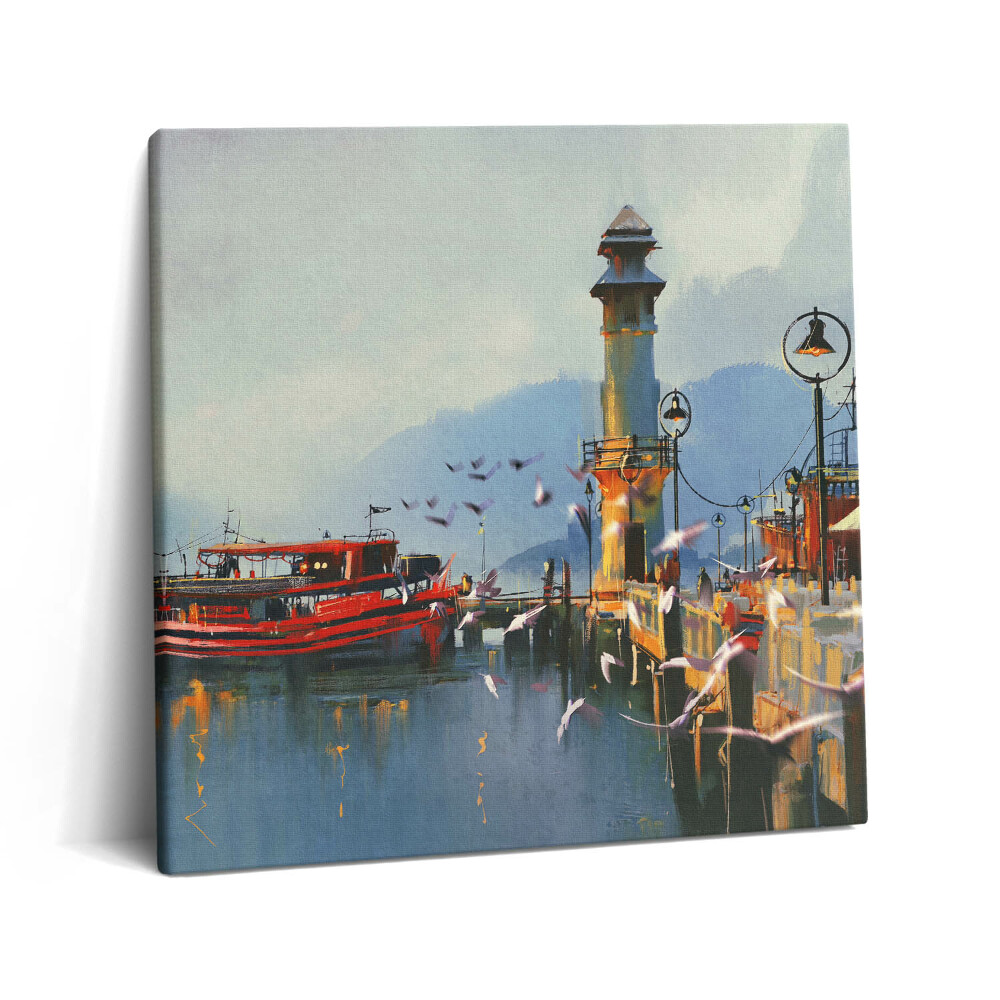 Tablou pe pânză canvas 60x60 Barcă de pescuit în port