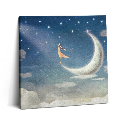 Tablou pe pânză canvas 60x60 Fată pe lună și cerul nopții