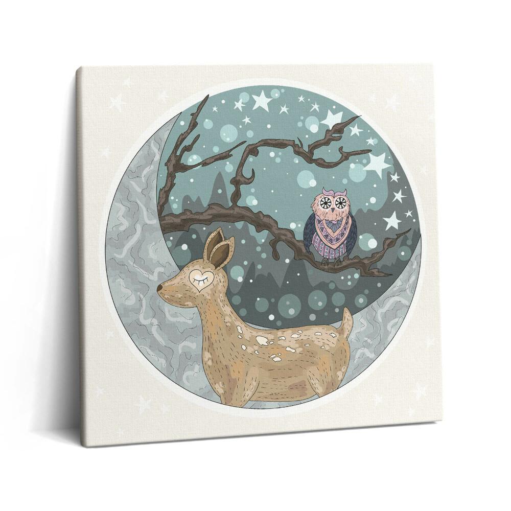 Tablou pe pânză canvas 60x60 Animalele nocturne și Luna