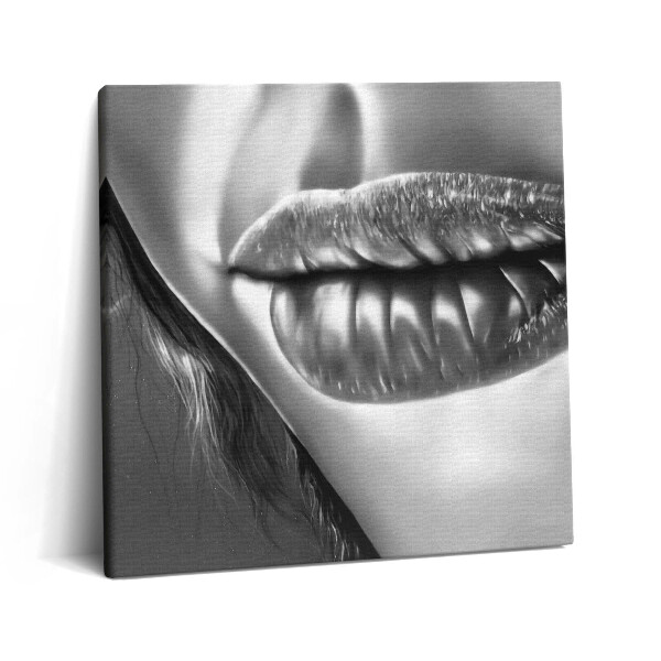 Tablou pe pânză canvas 60x60 Buzele femeii