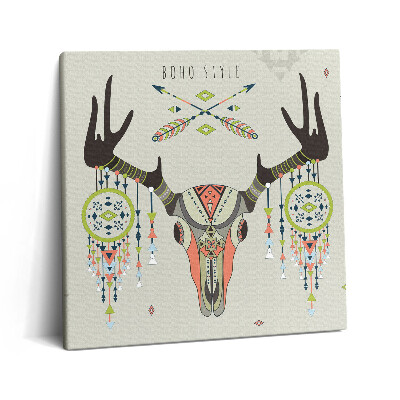 Tablou pe pânză canvas 60x60 Craniu de cerb și prinzător de vise
