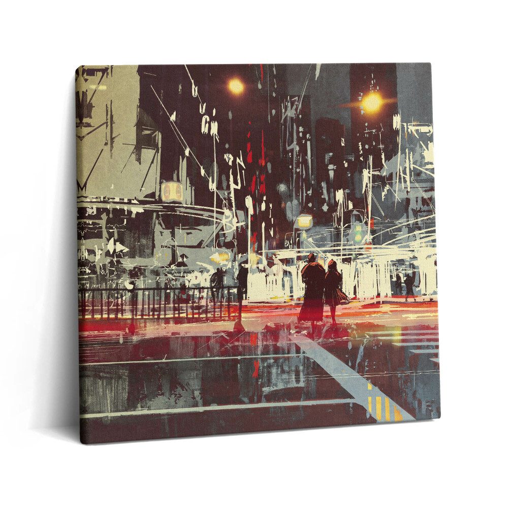 Tablou pe pânză canvas 60x60 Scenă de oraș nocturnă