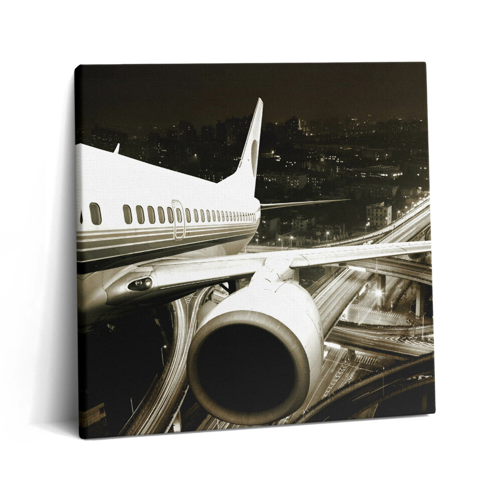 Tablou pe pânză canvas 60x60 Avionul și orașul