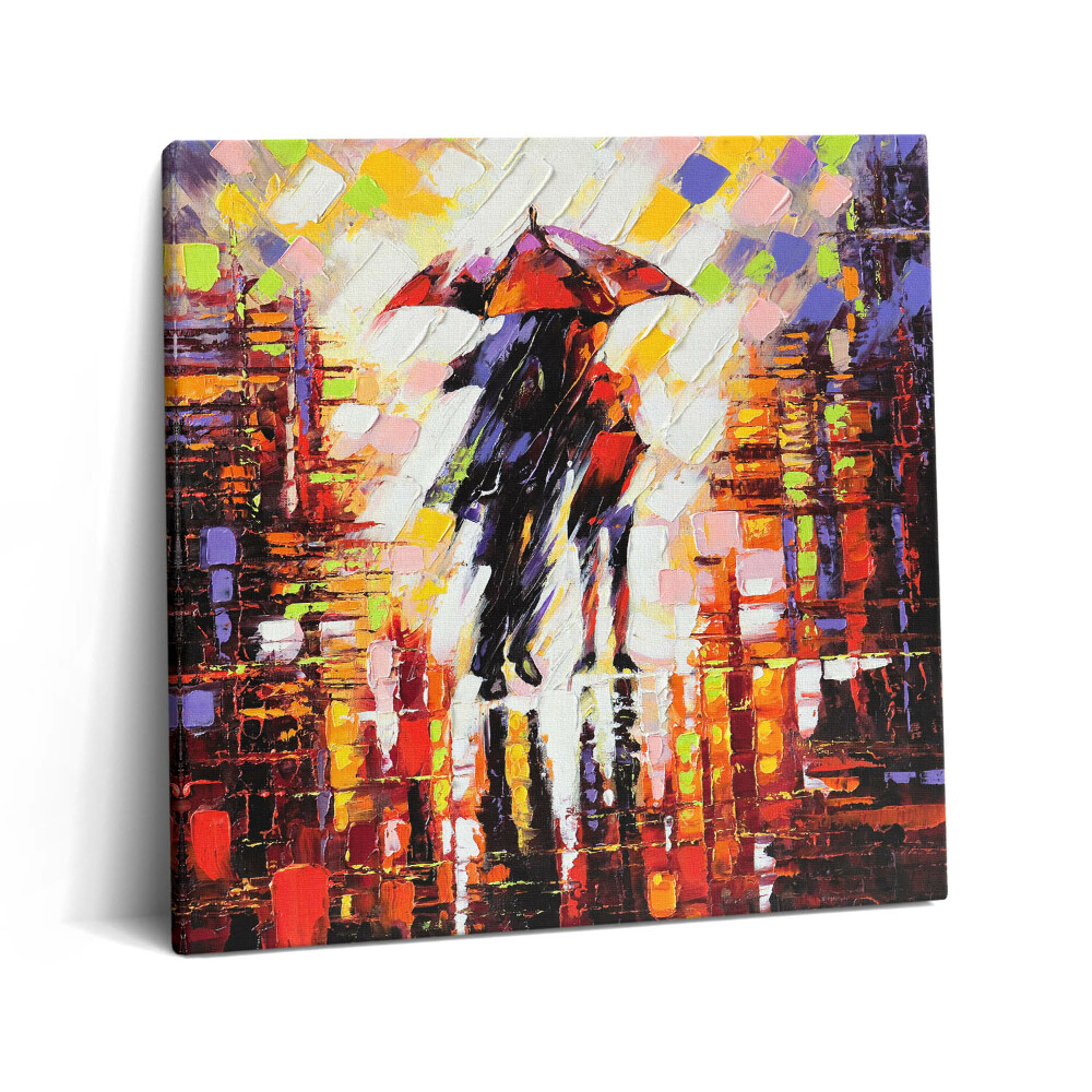 Tablou pe pânză canvas 60x60 Un cuplu sub o umbrelă