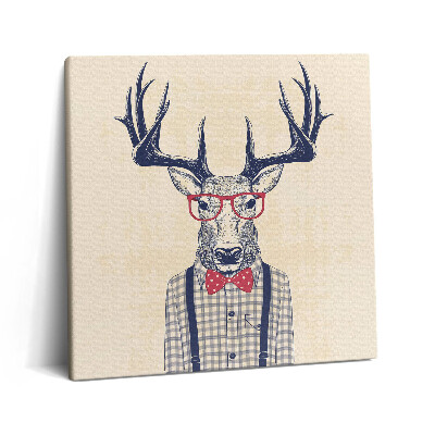 Tablou pe pânză canvas 60x60 Cerb într-o cămașă și o fundă de jazz