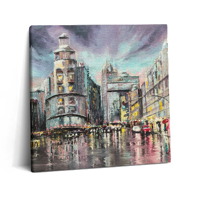 Tablou pe pânză canvas 60x60 Orașul ploios – O plimbare în ploaie
