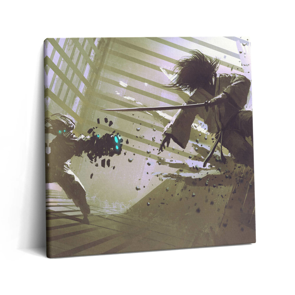 Tablou pe pânză canvas 60x60 Luptă cu roboți samurai
