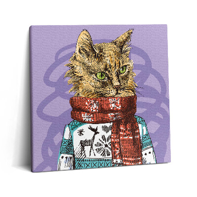 Tablou pe pânză canvas 60x60 Pisică într-o eșarfă
