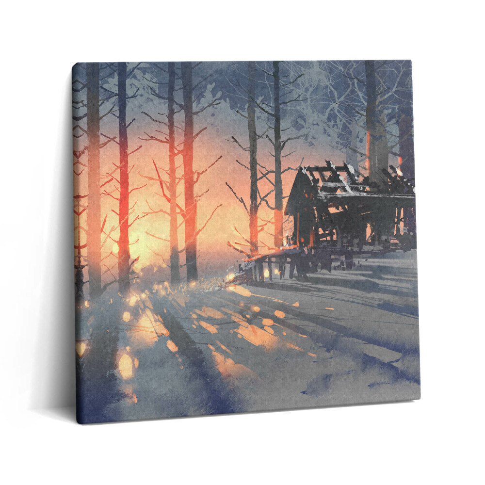 Tablou pe pânză canvas 60x60 Peisaj de copaci de iarnă