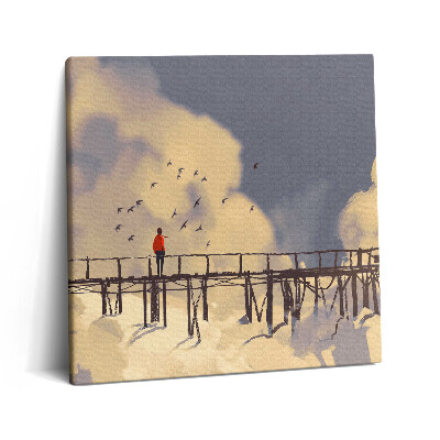 Tablou pe pânză canvas 60x60 Bărbat pe podul vechi