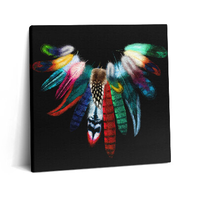 Tablou pe pânză canvas 60x60 Pene de pasăre colorate