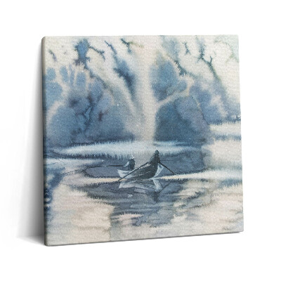 Tablou pe pânză canvas 60x60 Pescar pe lac