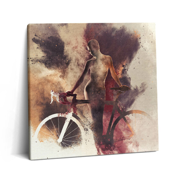 Tablou pe pânză canvas 60x60 Femeie și bicicletă