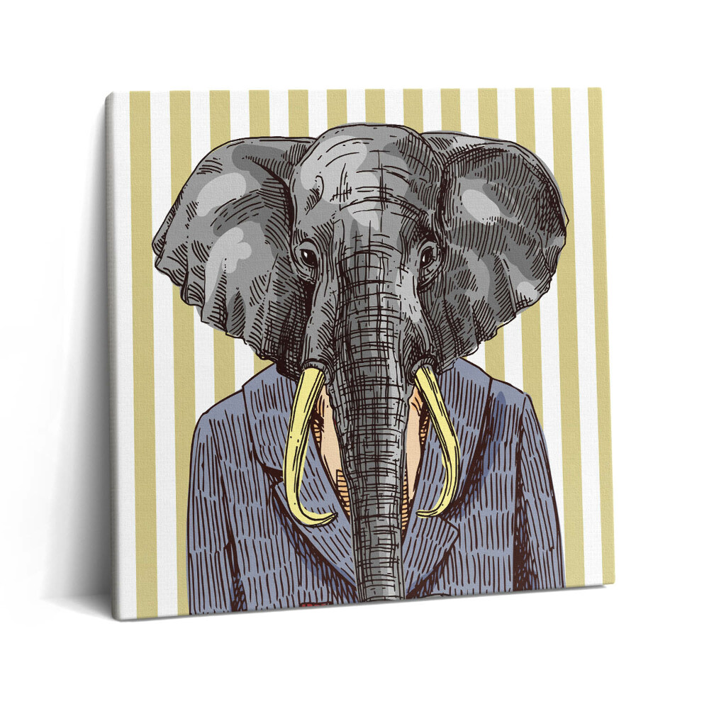 Tablou pe pânză canvas 60x60 Elefant într-o jachetă