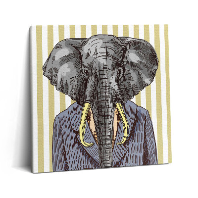 Tablou pe pânză canvas 60x60 Elefant într-o jachetă