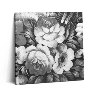 Tablou pe pânză canvas 60x60 Flori albe și negre