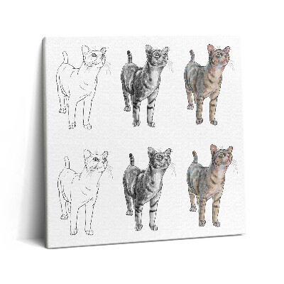 Tablou pe pânză canvas 60x60 Ilustrație a unei pisici drăguțe și curioase