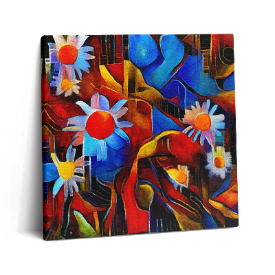 Tablou pe pânză canvas 60x60 Artă cubistă - flori colorate