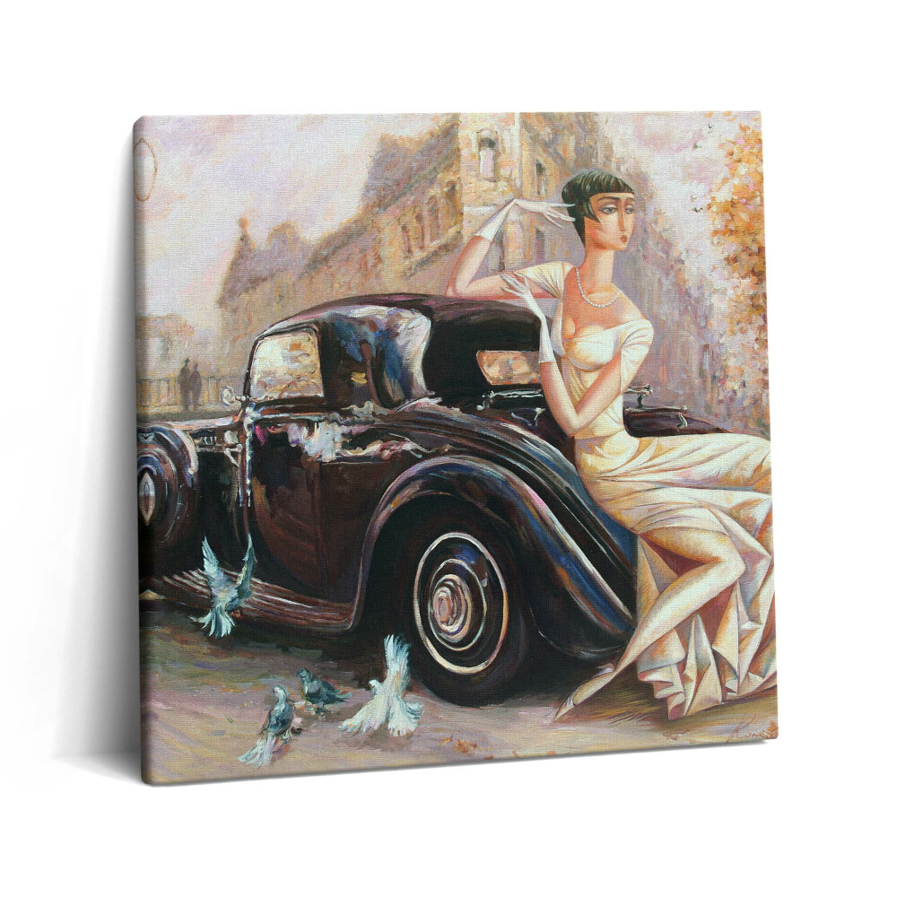 Tablou pe pânză canvas 60x60 Femeie în stil retro