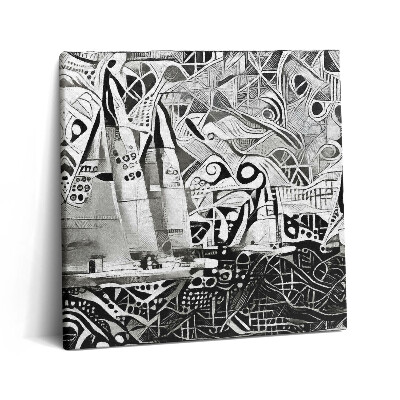 Tablou pe pânză canvas 60x60 Rezumat al unei barci cu pânze pe mare