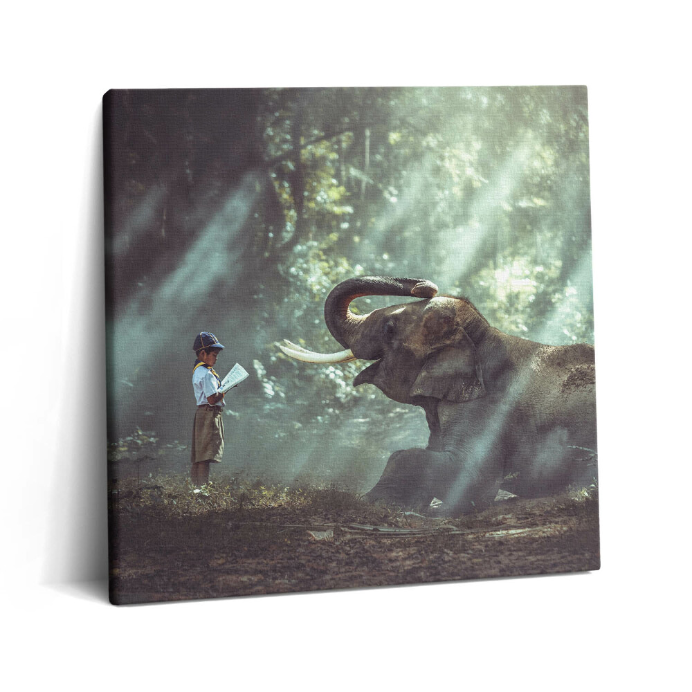 Tablou pe pânză canvas 60x60 Băiat cu o carte