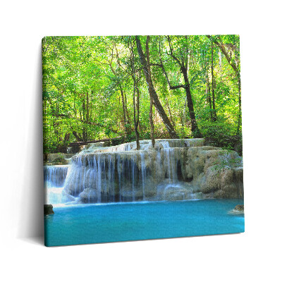 Tablou pe pânză canvas 60x60 Peisaj de cascadă în pădure