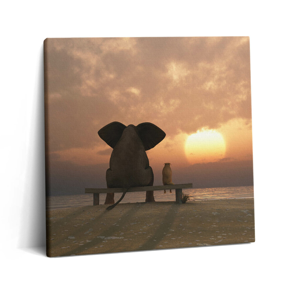 Tablou pe pânză canvas 60x60 Animale și apus de soare