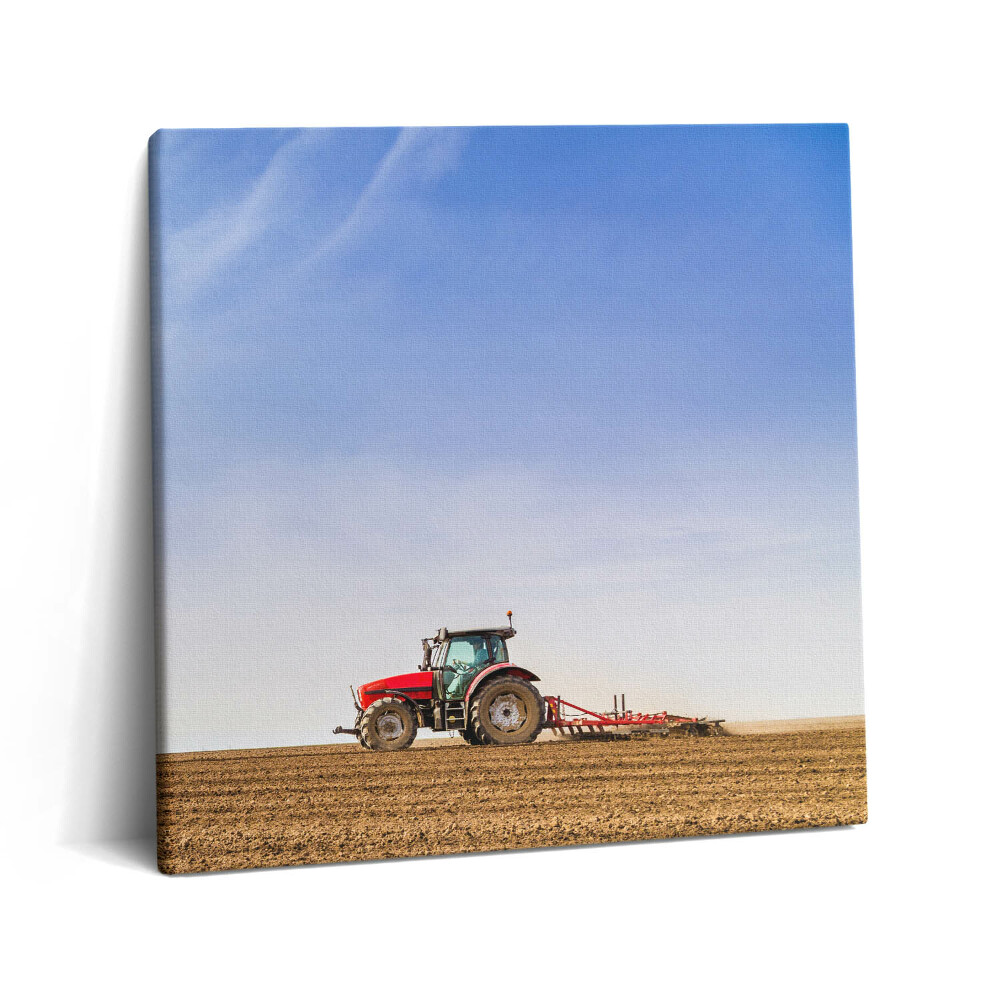 Tablou pe pânză canvas 60x60 Fermier pe un tractor