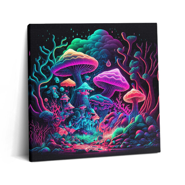Tablou pe pânză canvas 60x60 Ciuperci neon