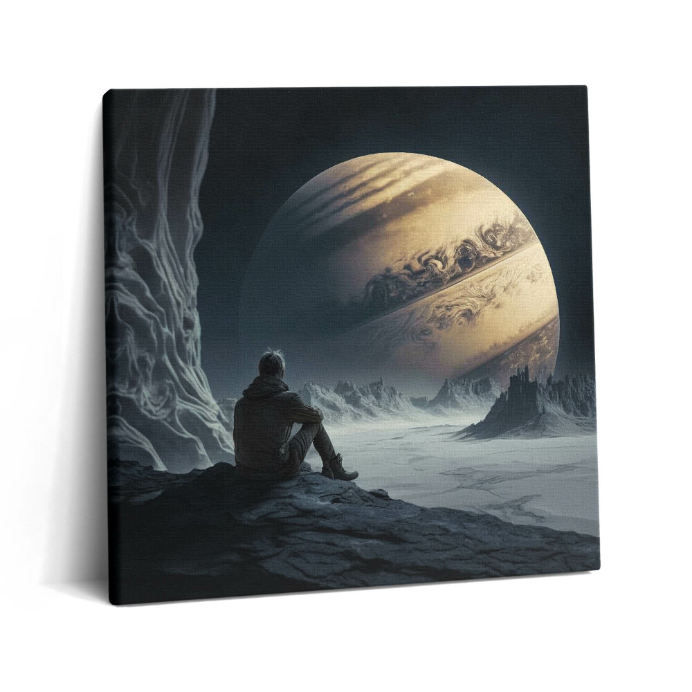 Tablou pe pânză canvas 60x60 Omul în spațiu și pe planetă