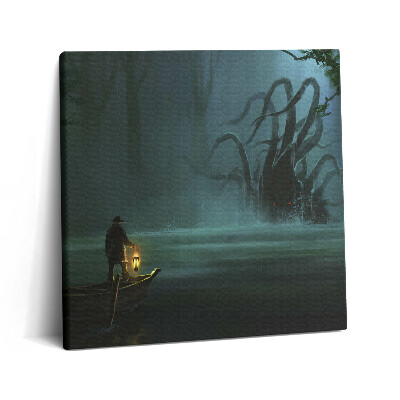 Tablou pe pânză canvas 60x60 Omul și monstrul în mlaștină