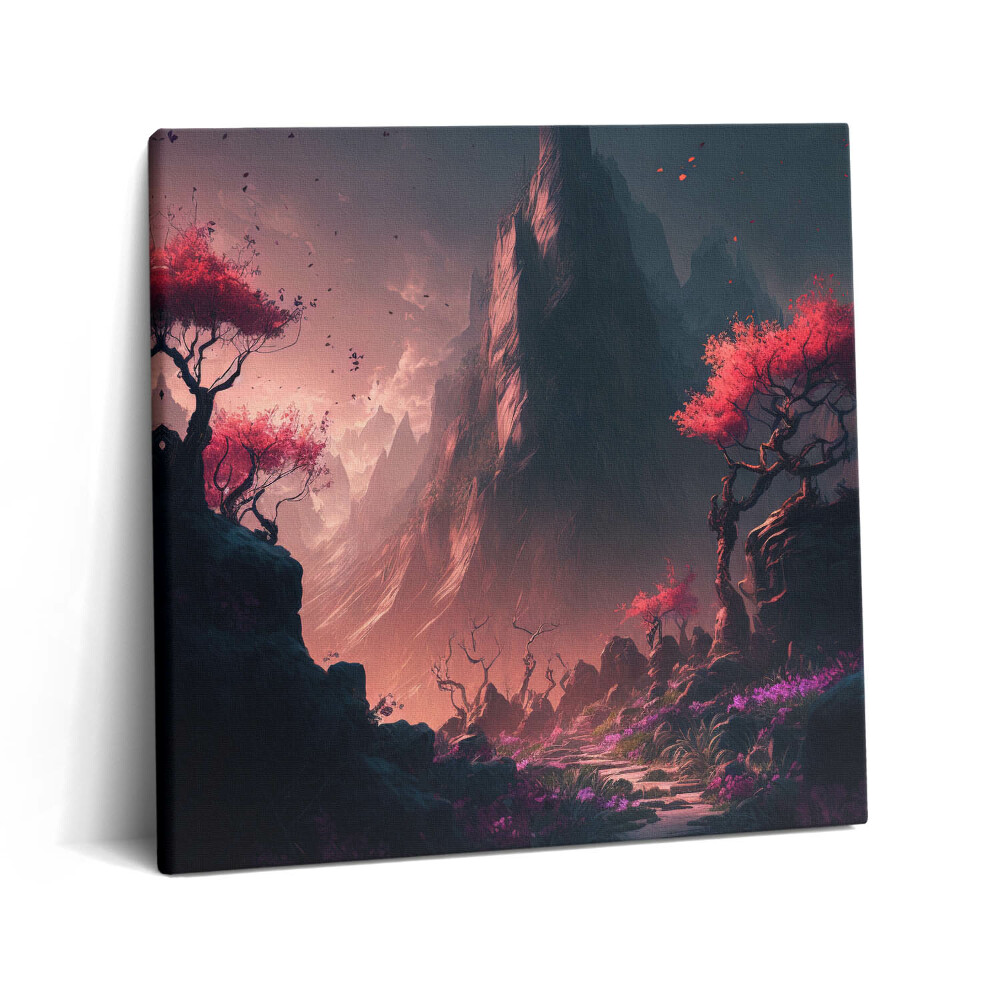 Tablou pe pânză canvas 60x60 Pădure și munți magici