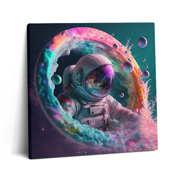 Tablou pe pânză canvas 60x60 Cosmonauți colorați în nor
