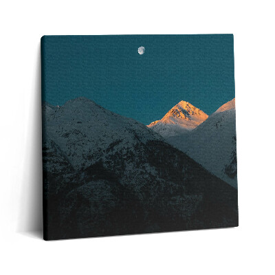 Tablou pe pânză canvas 60x60 Apus de soare pe munte