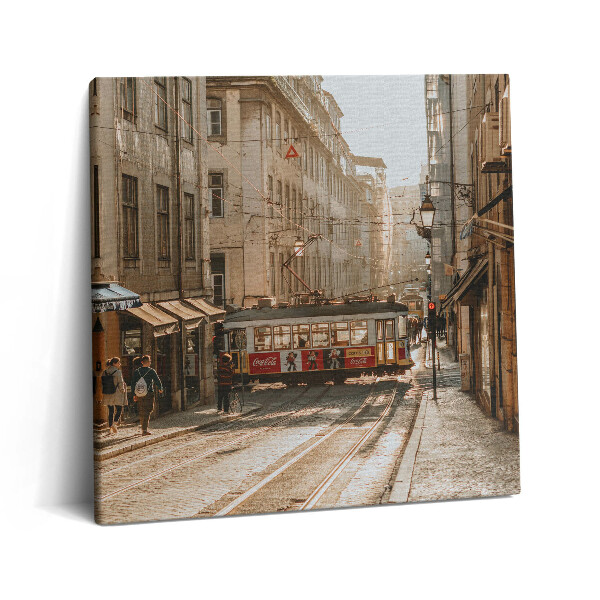 Tablou pe pânză canvas 60x60 Vedere a Lisabonei și a tramvaiului