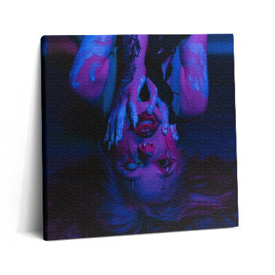 Tablou pe pânză canvas 60x60 Fata cu tatuajul Joker