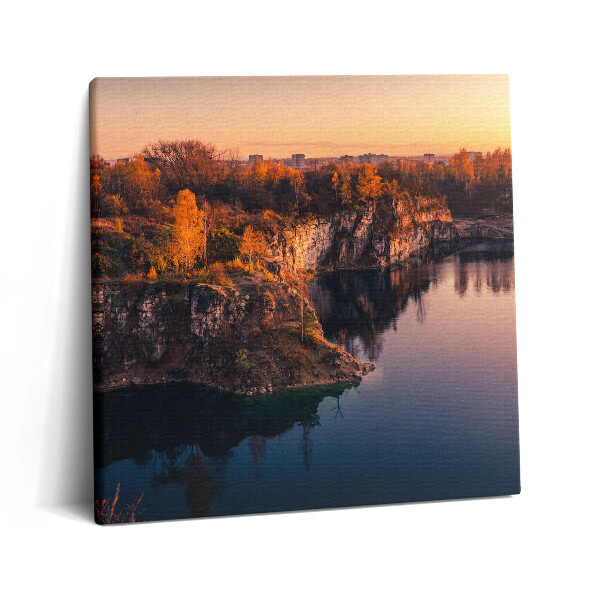 Tablou pe pânză canvas 60x60 Lacul Krakowskie Zakrzówek toamna