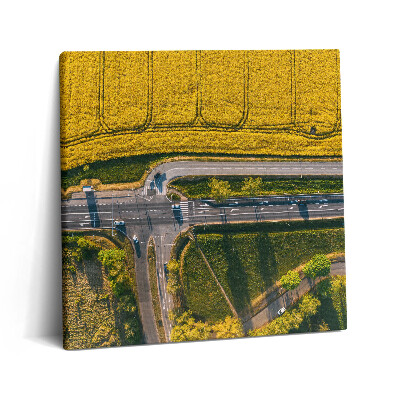 Tablou pe pânză canvas 60x60 Câmpuri fotografiate de o dronă în Poznań