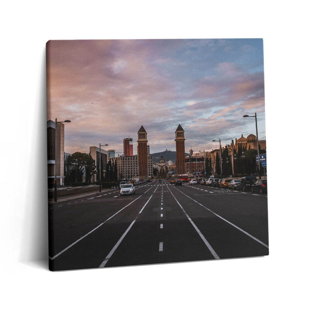 Tablou pe pânză canvas 60x60 Vedere a drumului de la Barcelona la Tibidabo
