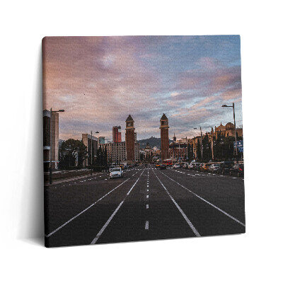 Tablou pe pânză canvas 60x60 Vedere a drumului de la Barcelona la Tibidabo