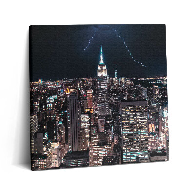 Tablou pe pânză canvas 60x60 Zgârie-nori din New York noaptea