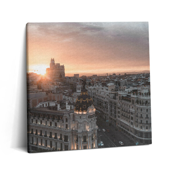 Tablou pe pânză canvas 60x60 Panoramă a orașului vechi și a apusului de soare