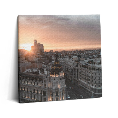 Tablou pe pânză canvas 60x60 Panoramă a orașului vechi și a apusului de soare