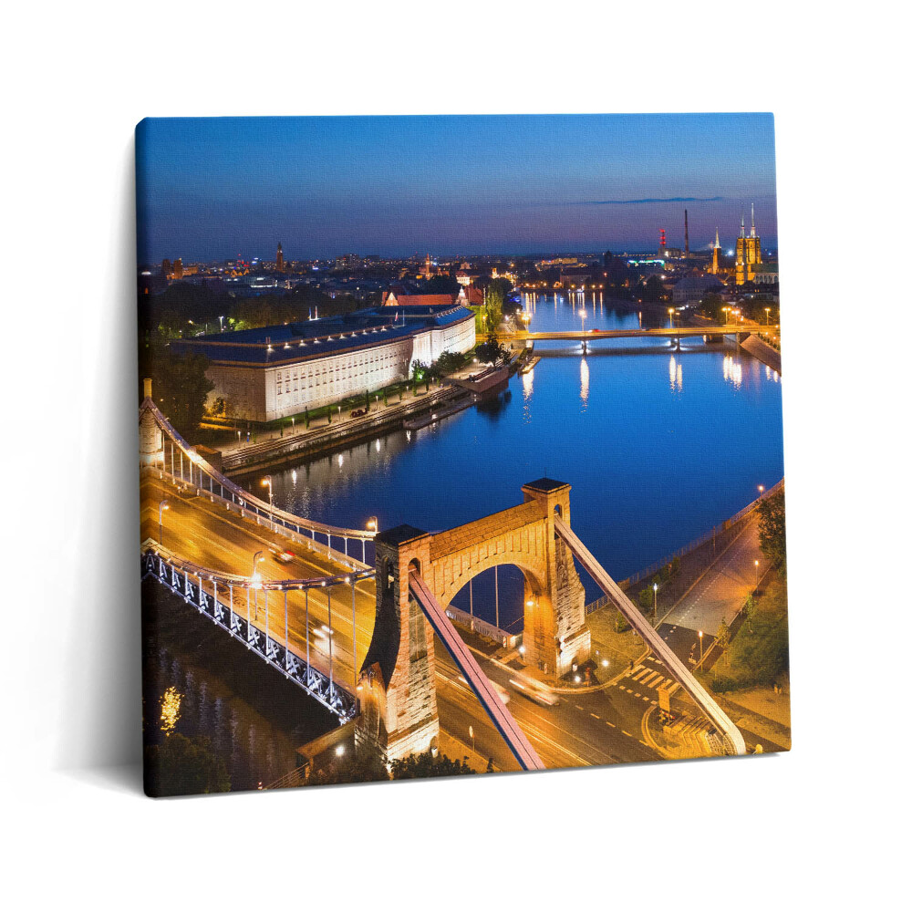 Tablou pe pânză canvas 60x60 Orașul Wroclaw noaptea