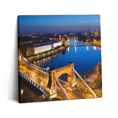 Tablou pe pânză canvas 60x60 Orașul Wroclaw noaptea
