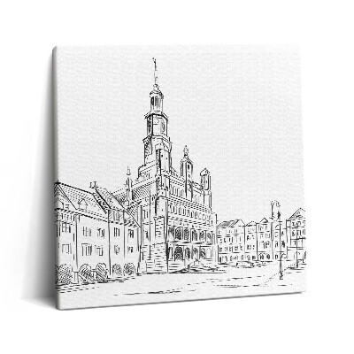 Tablou pe pânză canvas 60x60 Schița orașului vechi Poznań